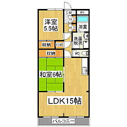 徒士町アパルトメント 2LDKの間取図画像