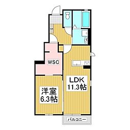 Grande広丘 C棟 1LDKの間取図画像