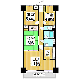 ダイアパレス松本大手 3LDKの間取図画像