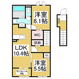 コンフォーティア信濃大町II 2LDKの間取図画像