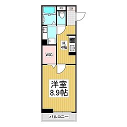 アーバンクレスト桐 1Kの間取図画像