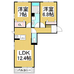 メゾン・デ・ラ・クラルテ 2LDKの間取図画像