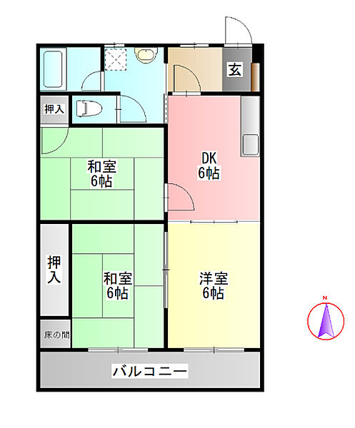 第二松原マンション 106｜岐阜県岐阜市津島町４丁目(賃貸マンション3DK・1階・50.00㎡)の写真 その2