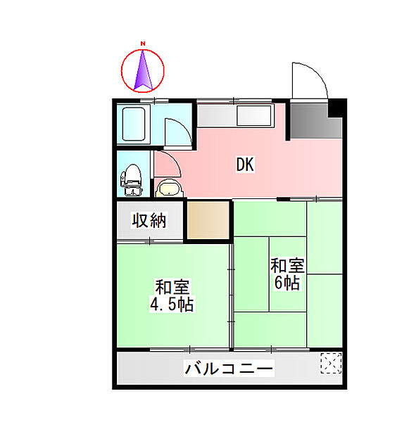 パストラルハイツ岐阜羽島 202｜岐阜県羽島郡笠松町田代(賃貸マンション2DK・2階・42.00㎡)の写真 その2