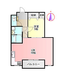 グランディア古橋 2階1LDKの間取り