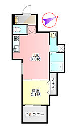 ラ・ガール・ウエストII 1LDKの間取図画像