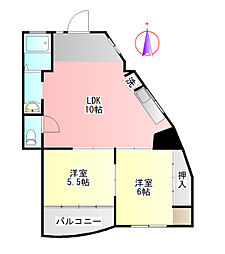 吉田マンション 2LDKの間取図画像