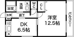 若王寺マンション 1DKの間取図画像