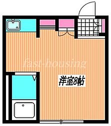 JR中央本線 東小金井駅 徒歩4分の賃貸アパート 2階ワンルームの間取り