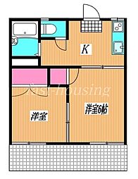 京王井の頭線 三鷹台駅 徒歩7分の賃貸マンション 1階2Kの間取り