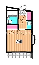 JR中央本線 武蔵小金井駅 徒歩10分の賃貸マンション 1階1Kの間取り