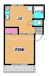 JR中央本線 武蔵小金井駅 徒歩3分の賃貸マンション 2階1DKの間取り