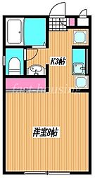 西武新宿線 東伏見駅 徒歩7分の賃貸アパート 1階1Kの間取り