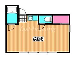 京王井の頭線 三鷹台駅 徒歩3分の賃貸アパート 2階ワンルームの間取り