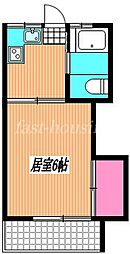 西沢荘 1Kの間取図画像