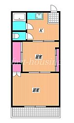 西島荘 2Kの間取図画像