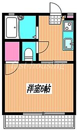 フジヤコーポ 1Kの間取図画像