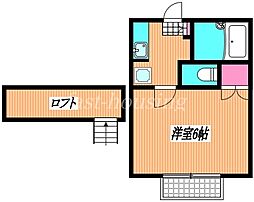 小金井前原弐番館 1Kの間取図画像