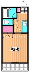 グリーンハイム北野 1Kの間取図画像
