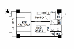 湯河原サニーハイツ 2Kの間取図画像