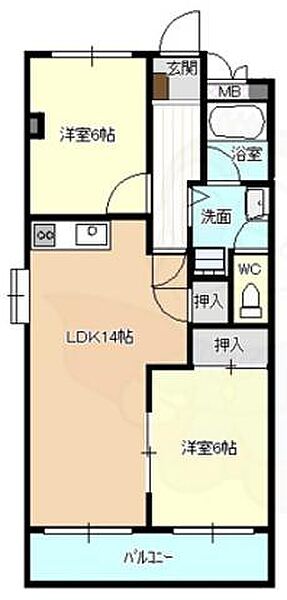 マンション杉 ｜愛知県名古屋市緑区鳴海町字中汐田(賃貸マンション2LDK・2階・57.11㎡)の写真 その2