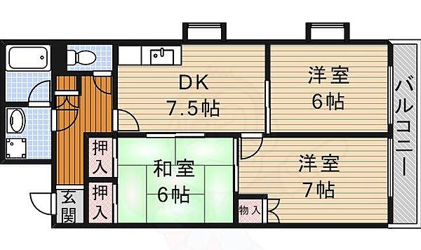 パラシオン豊岡 203｜愛知県名古屋市瑞穂区内方町２丁目(賃貸マンション3DK・2階・60.00㎡)の写真 その2