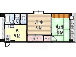 荒川コーポ 2Kの間取図画像