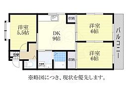 メゾン神の木 3DKの間取図画像