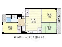 パピヨンカトー 3LDKの間取図画像