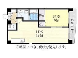 ル・ヴァン橘 1LDKの間取図画像