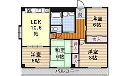 名古屋市営名城線 妙音通駅 徒歩3分の賃貸マンション 4階4LDKの間取り