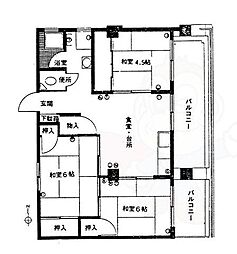 北山ハイツ 3DKの間取図画像
