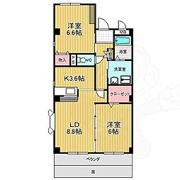 フォレスタ神の倉 1階2LDKの間取り