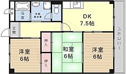 ヴィクトワール尾崎山 3DKの間取図画像