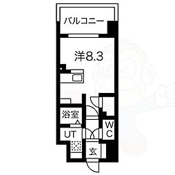 ルーエ今池 12階ワンルームの間取り