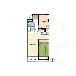 サンハイツ亀の井 2LDKの間取図画像