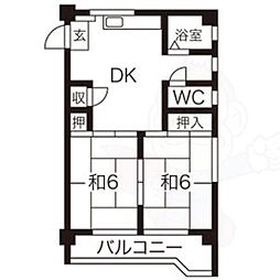 キリン堂ビル 2DKの間取図画像