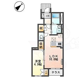 名古屋市名東区社台2丁目アパート 1LDKの間取図画像