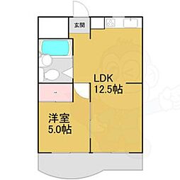 チサンマンション徳川町 1LDKの間取図画像