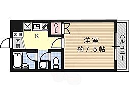 メゾン朋友 1Kの間取図画像