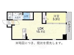 アランヴェール覚王山 1LDKの間取図画像