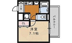 プレサンス覚王山D-Style2 1Kの間取図画像