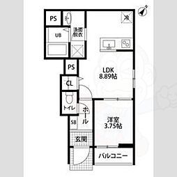 リーブルファイン鳴尾 1LDKの間取図画像