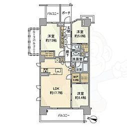 シティハウス星ヶ丘ヒルトップ 3LDKの間取図画像