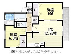 レジデンス黒沢台B 2LDKの間取図画像