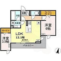 トリシアことひら 2LDKの間取図画像