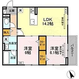 セレスティア唐山町 2LDKの間取図画像