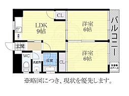 ヴィラ千石 2LDKの間取図画像