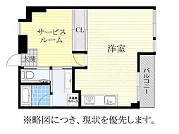 シャトーこがね ワンルームの間取図画像