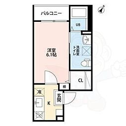 T.A柵下町2丁目 1Kの間取図画像